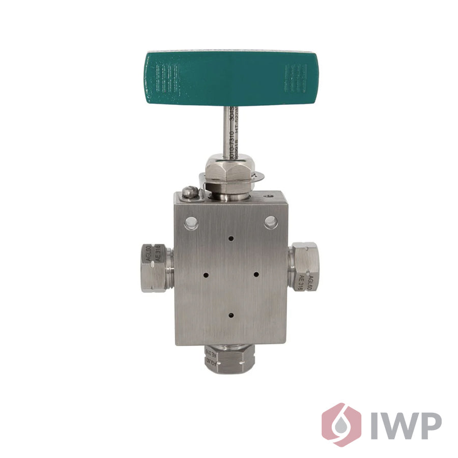 Hand Valve - 3-Way, 60 KSI, 3/8" 2 Outlet